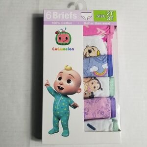 NWT COCOMELON TODDLER GIRL'S BRIEF UNDERWEAR SIX PACK SIZE 2T/3T